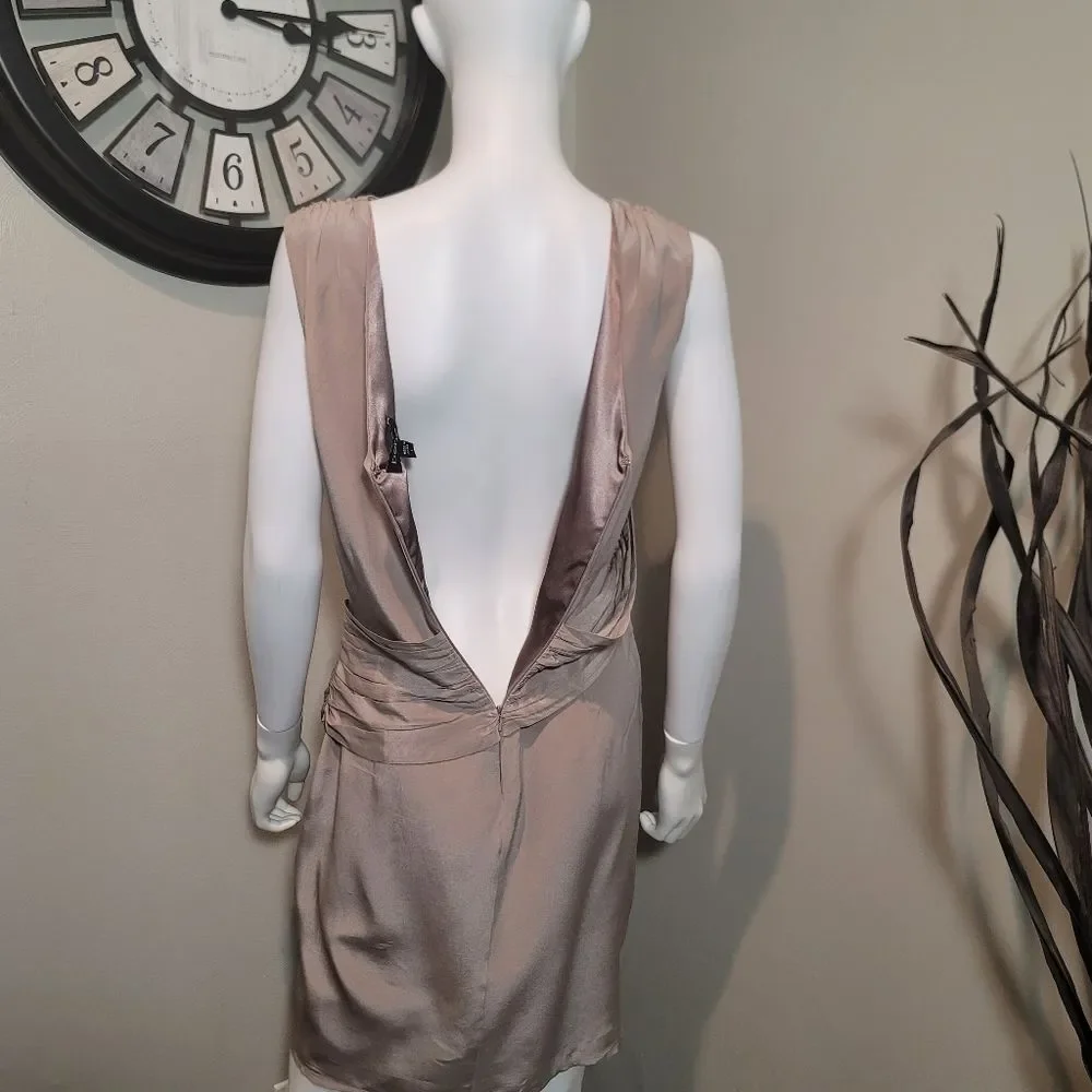 Bebe “Robbie” 100% Silk Cocktail Evening  Cowl Neck Dress Size Large
